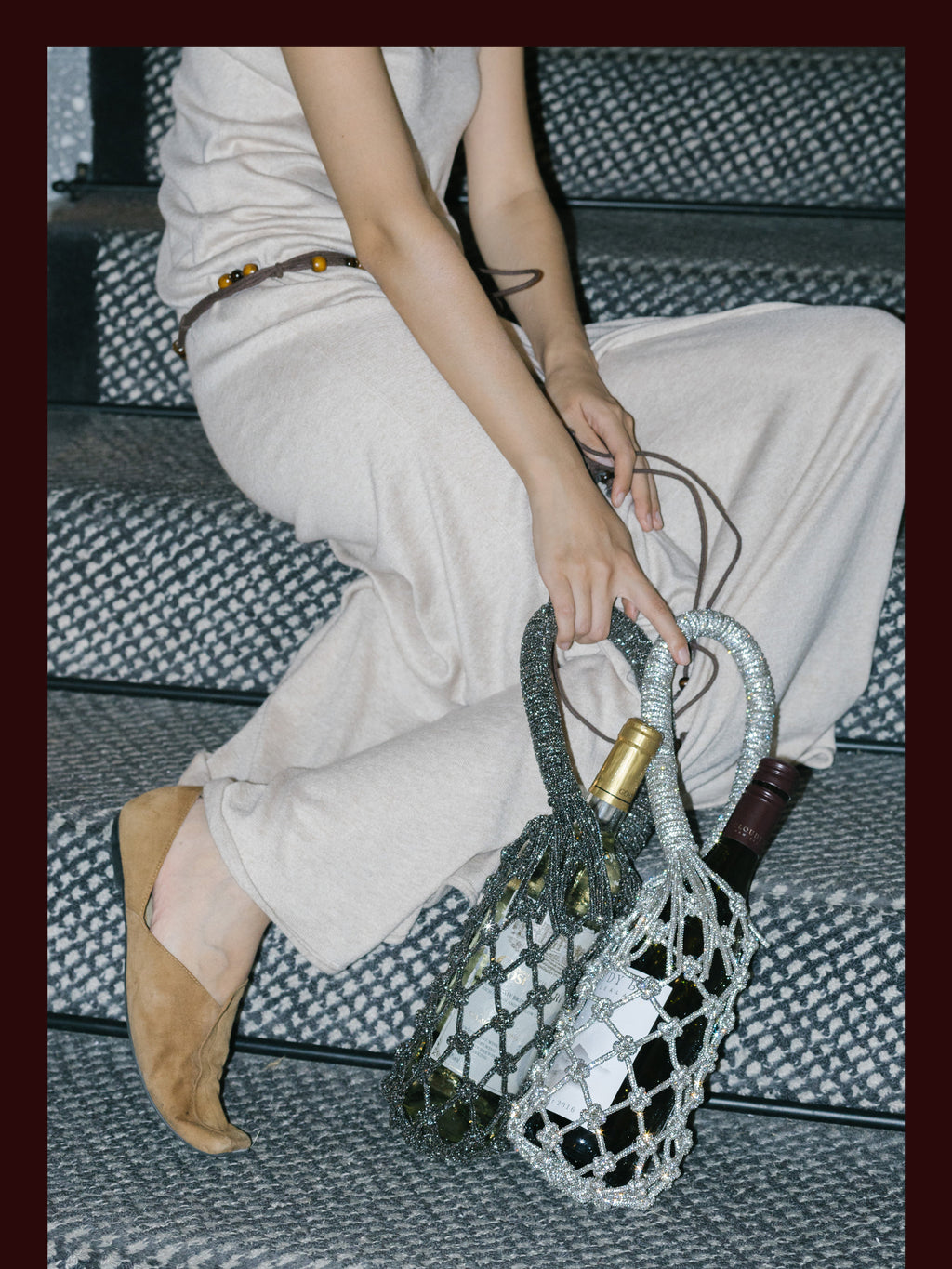 Luxe Crystal Knot Wine Carrier