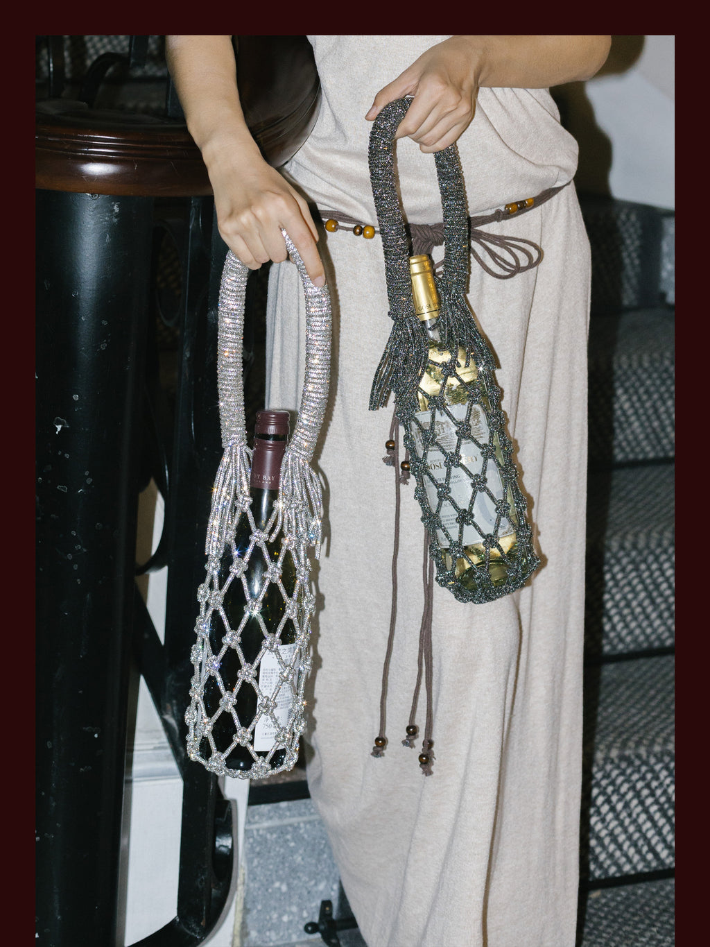 Luxe Crystal Knot Wine Carrier