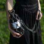 Elegant rhinestone wine tote bag holding a bottle, perfect for luxury wine gifts and celebrations.