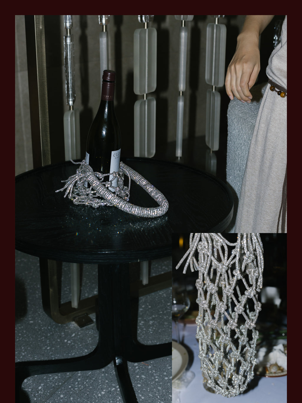 Luxe Crystal Knot Wine Carrier