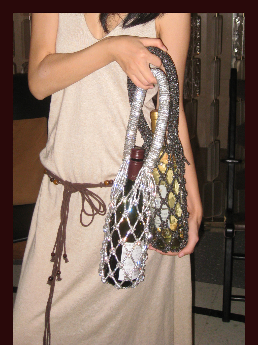 Luxe Crystal Knot Wine Carrier