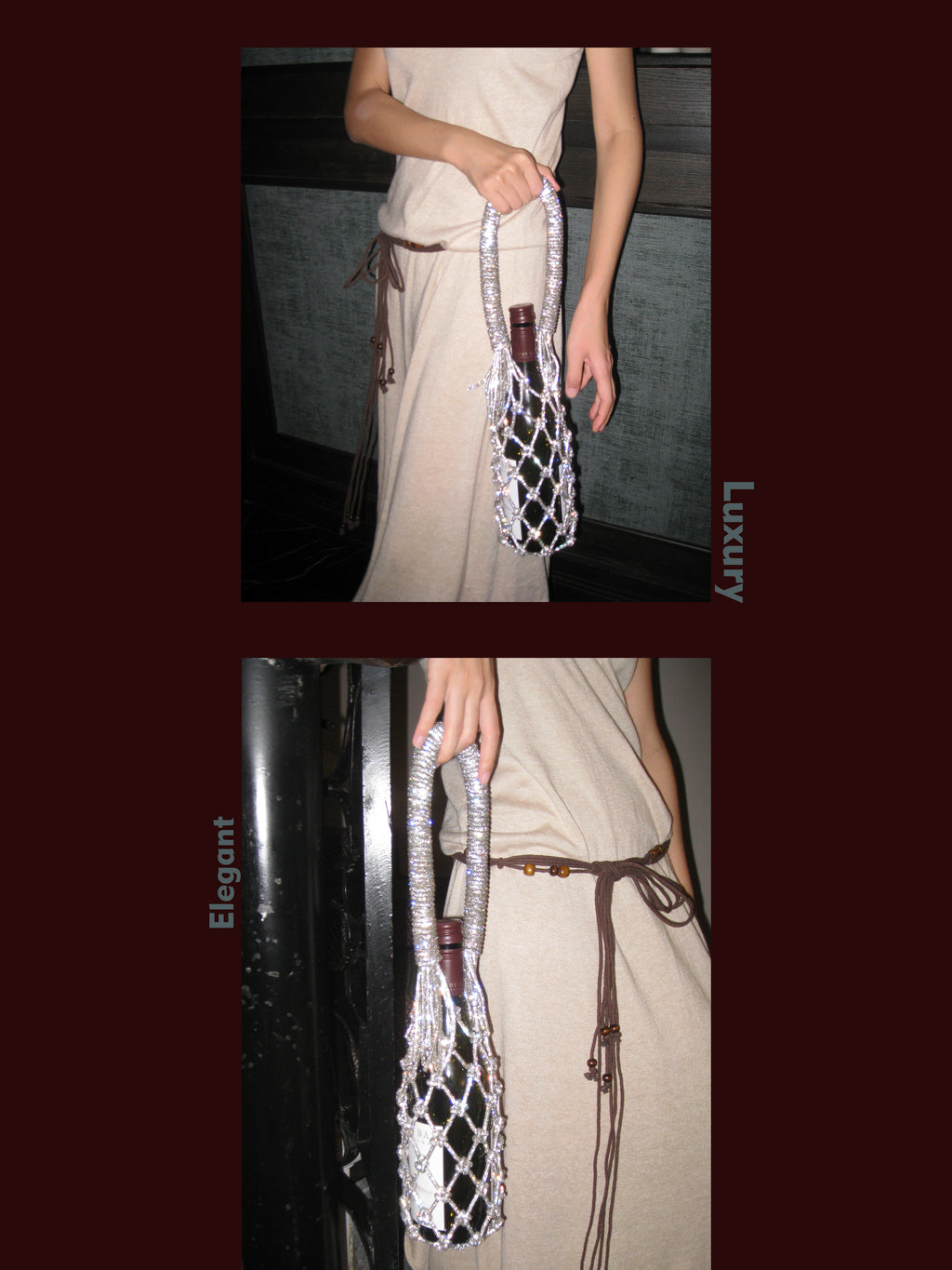 Luxe Crystal Knot Wine Carrier