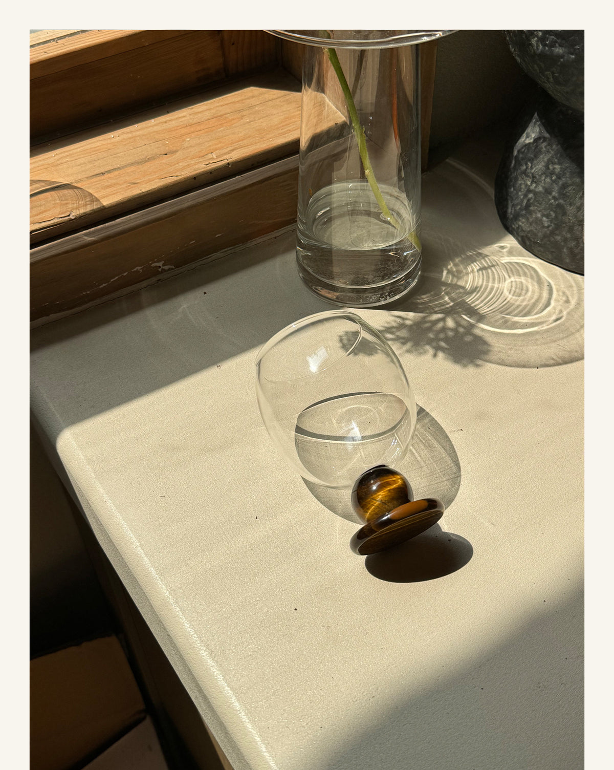 Stone Base Wine Glass
