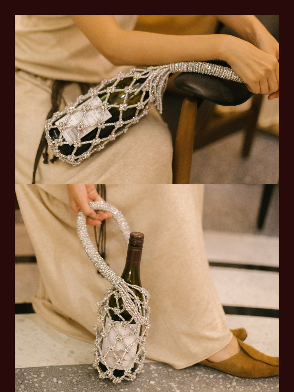 Luxe Crystal Knot Wine Carrier