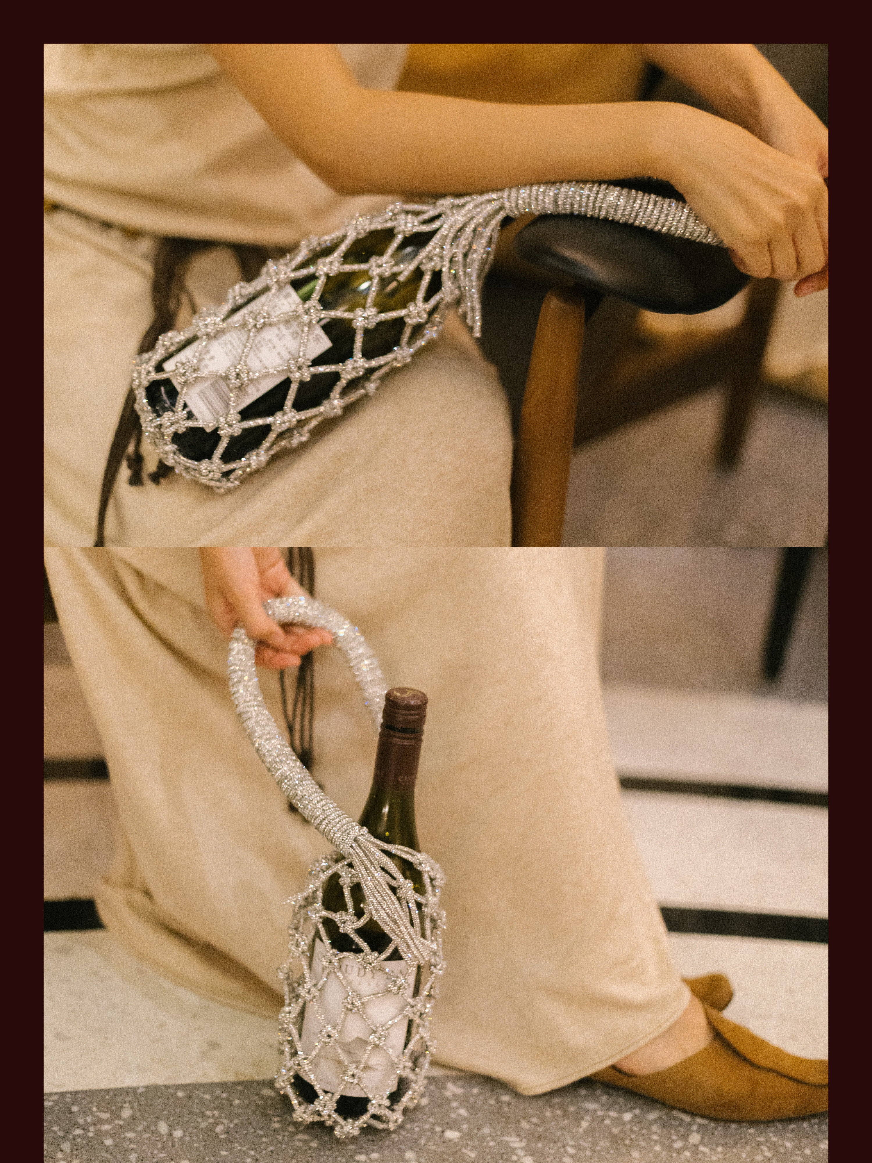 Luxe Crystal Knot Wine Carrier