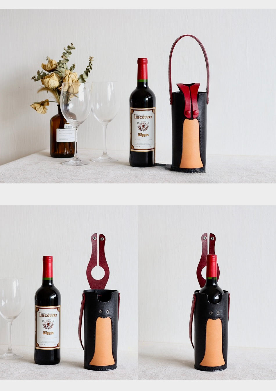 Luxe Leather Wine Carriers