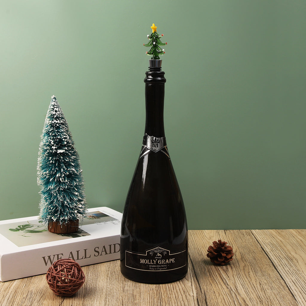 Christmas Wine Bottle Stopper with Glass Topper