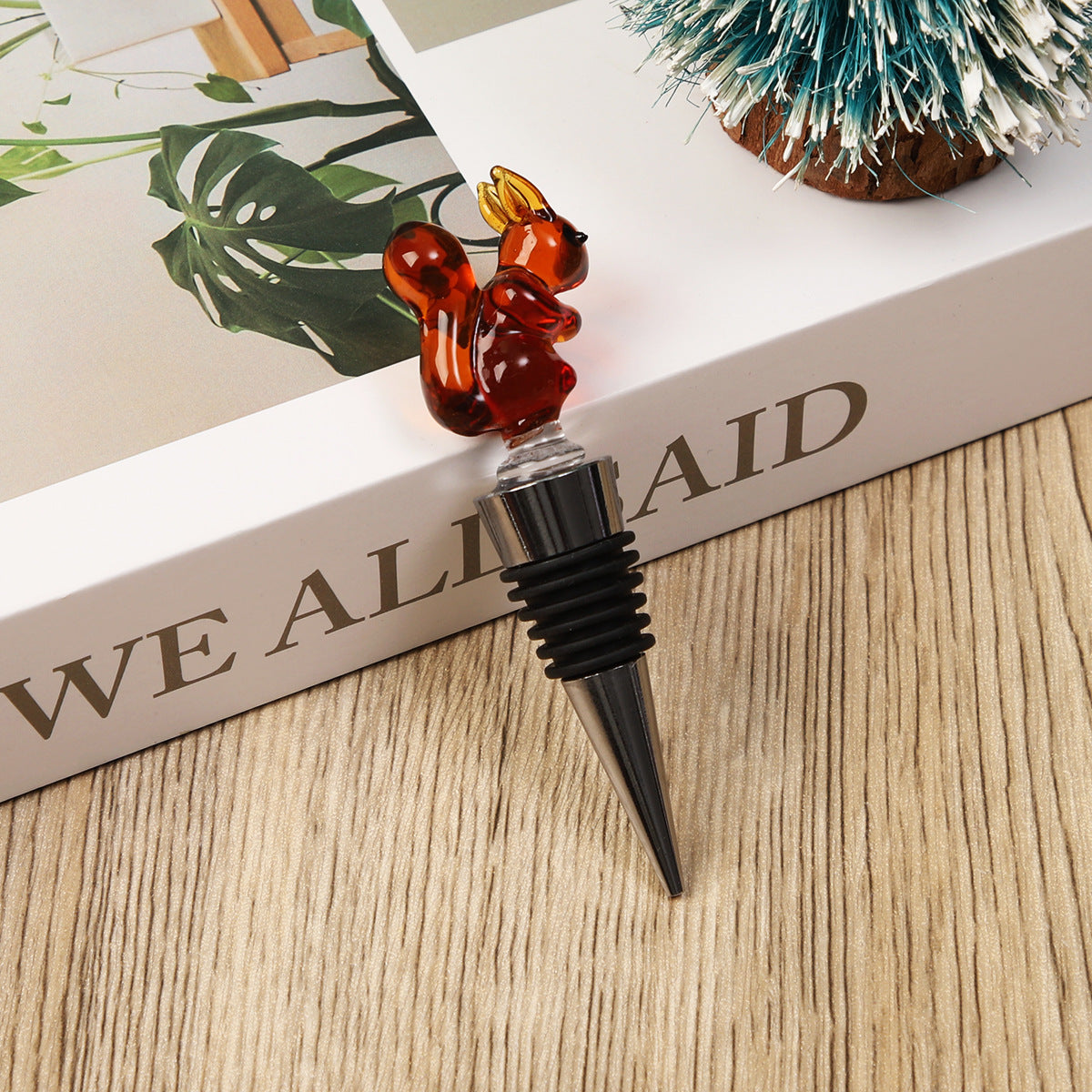Christmas Wine Bottle Stopper with Glass Topper