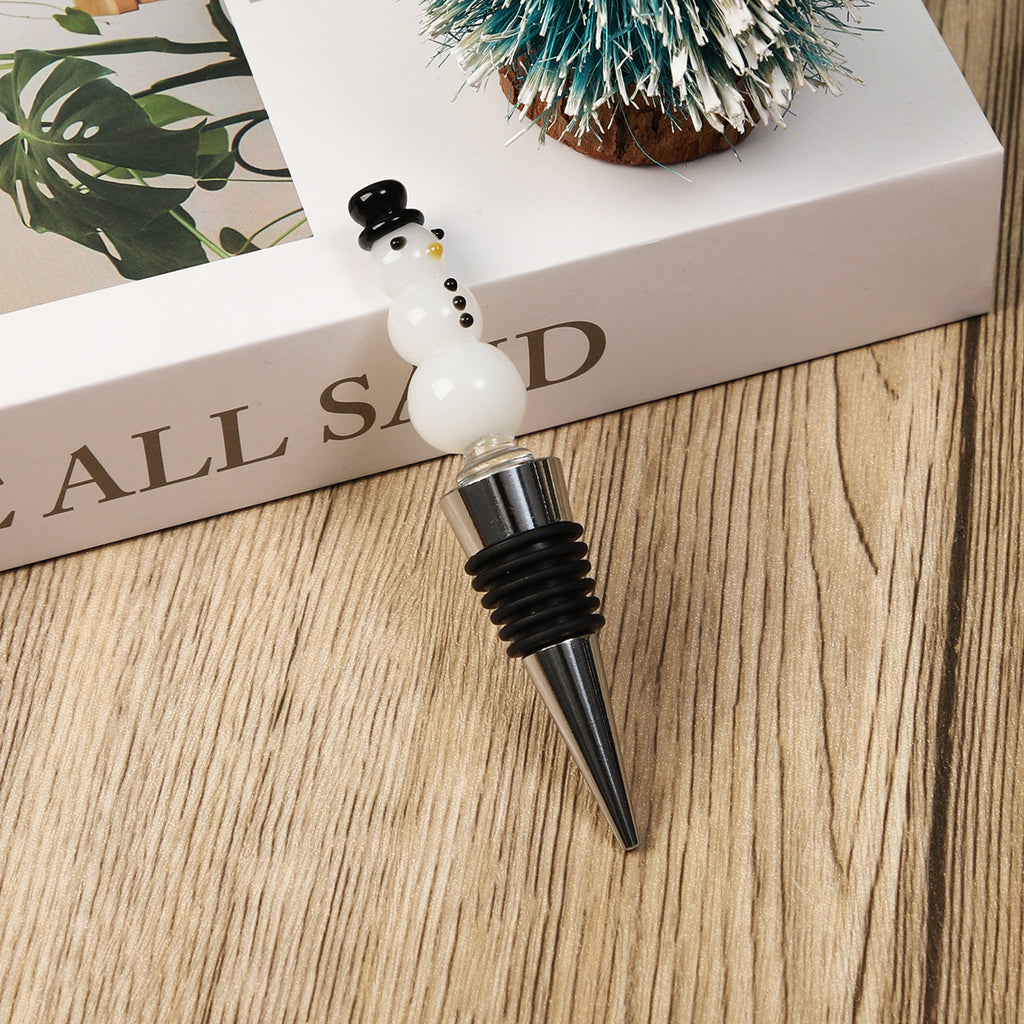 Christmas Wine Bottle Stopper with Glass Topper