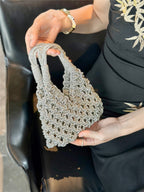 Sparkling rhinestone wine tote bag, luxury gift accessory for weddings and parties