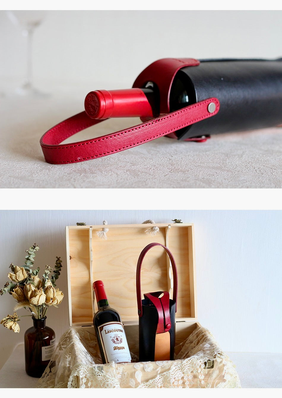 Luxe Leather Wine Carriers