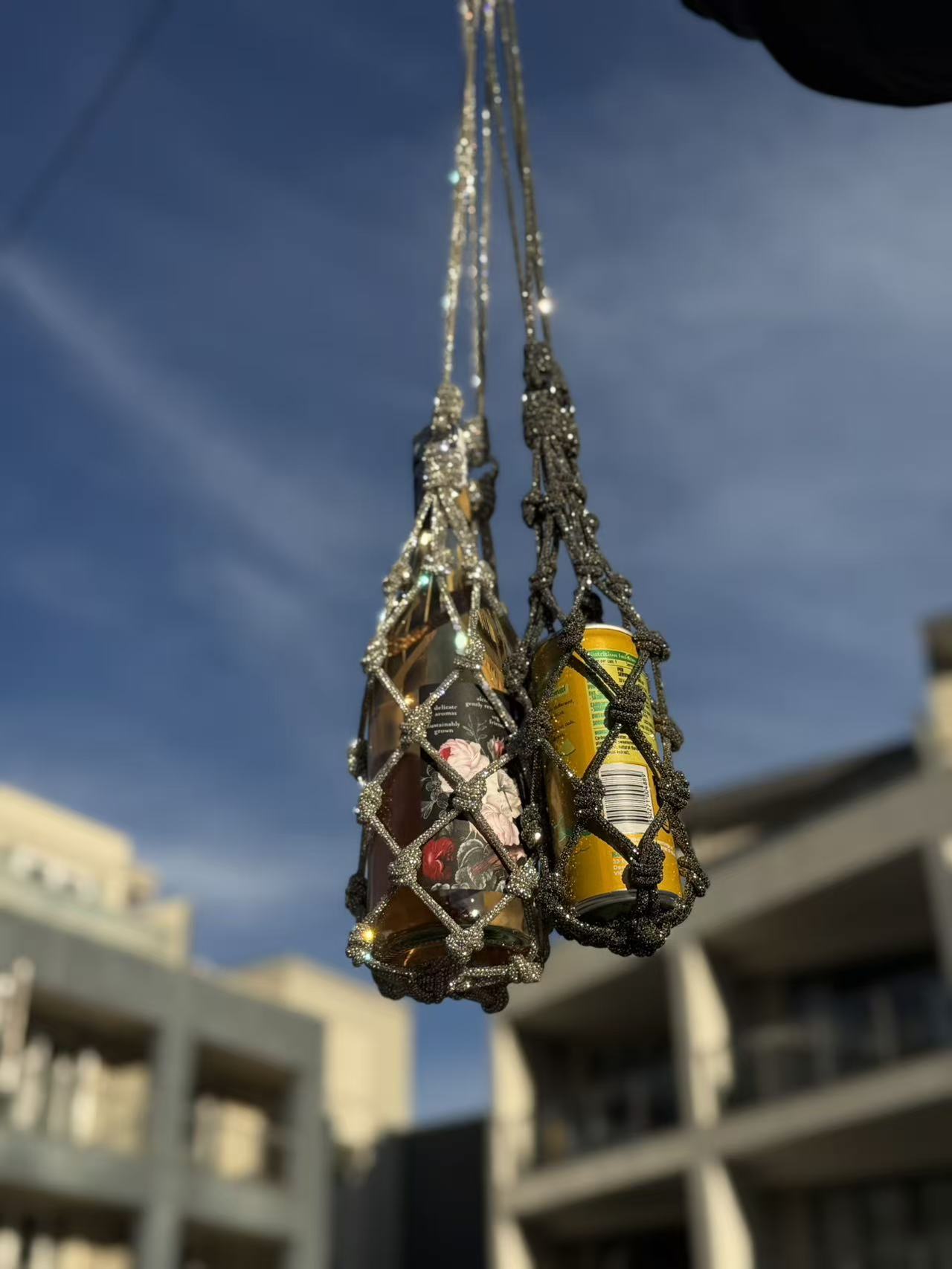 Crystal Knot Wine Carrier Bag With Shoulder Strap